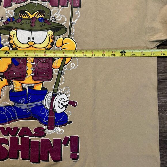 Vintage 90s Garfield Shirt Mens 3XL Wishin I Was Fishin Cartoon Graphic Made USA - Picture 7 of 10